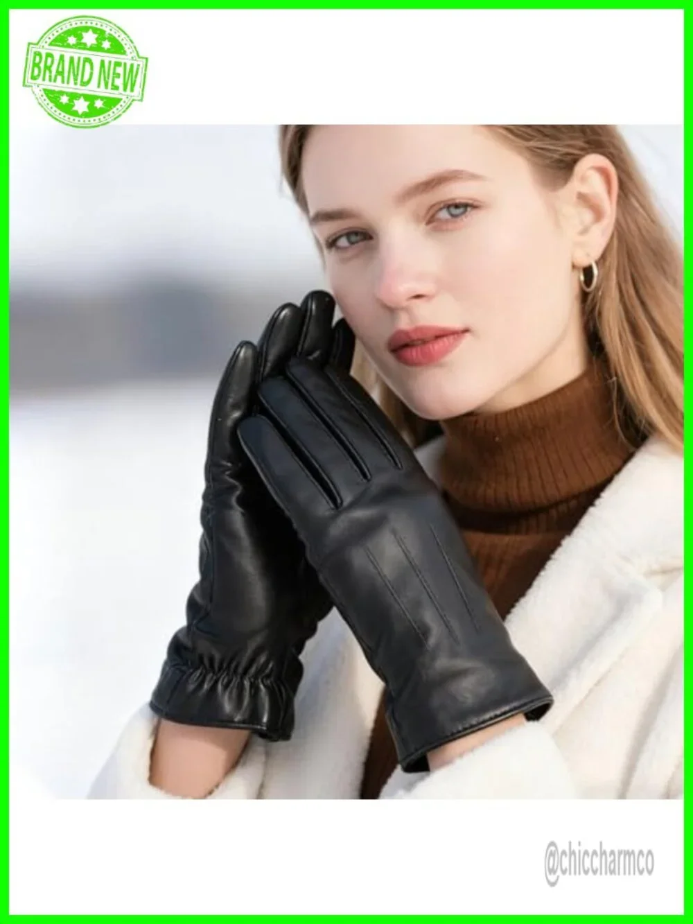 Genuine Sheepskin Leather Cashmere Lined Touchscreen Winter Gloves